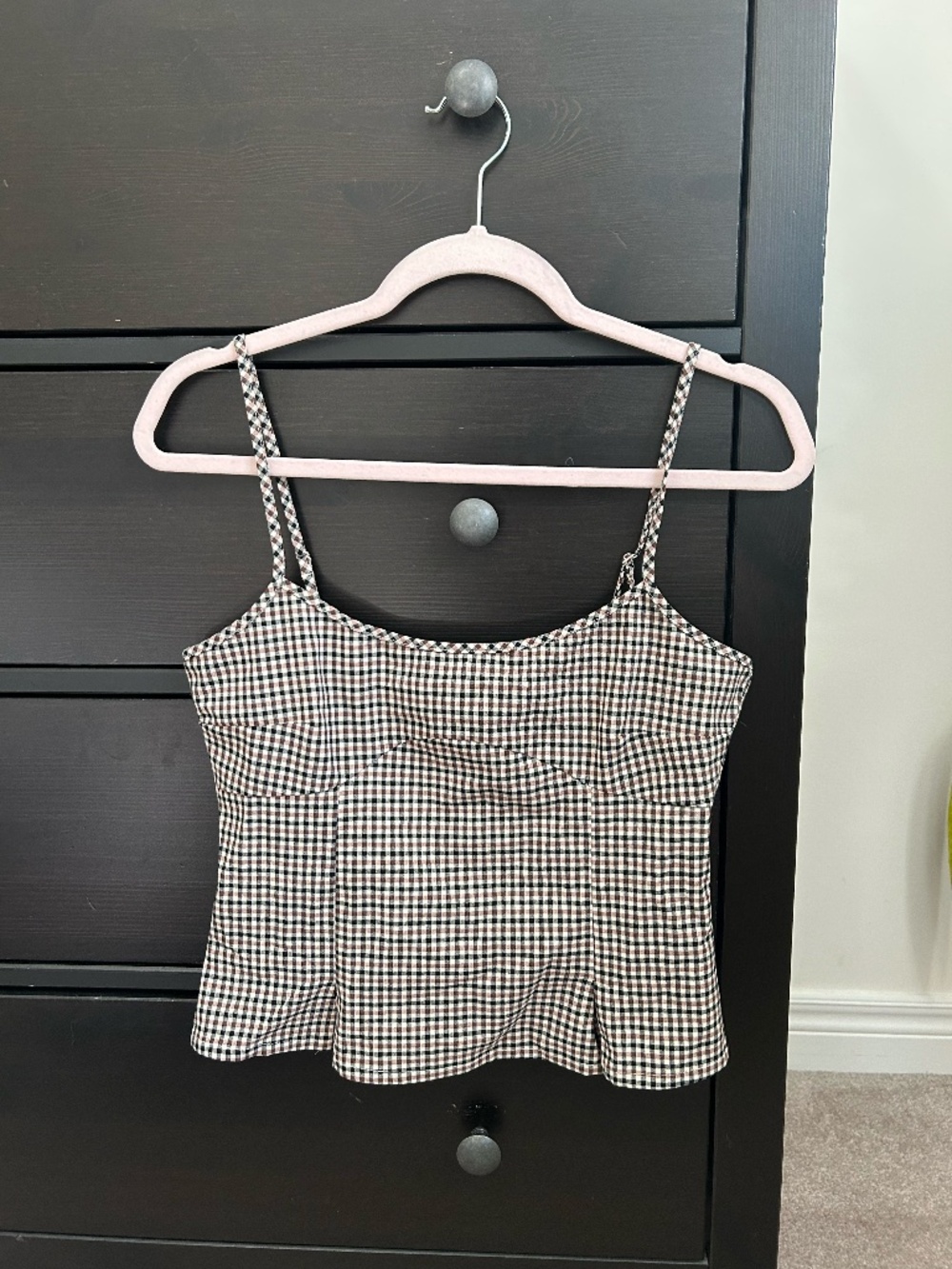 Plaid pleated cami